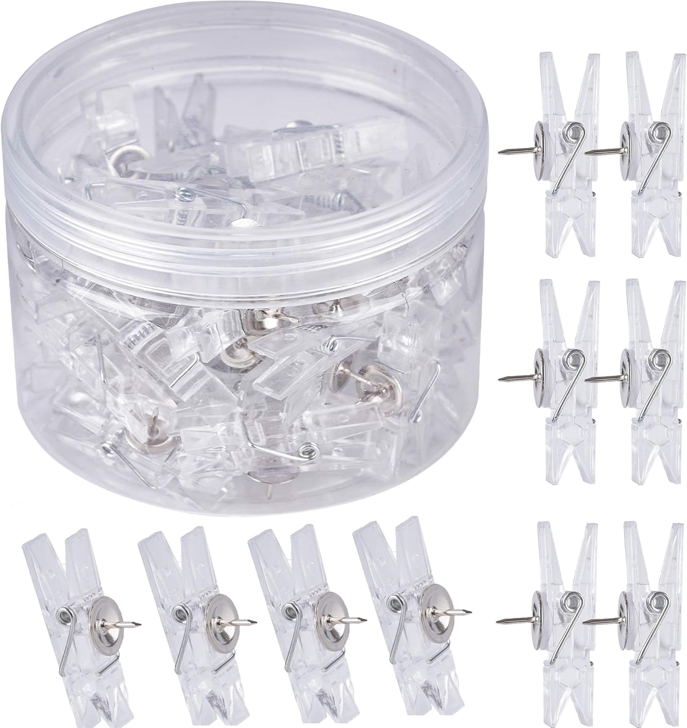 Wallpaper Art And Craft - 60 stuks transparante decoratieve push-pin clips