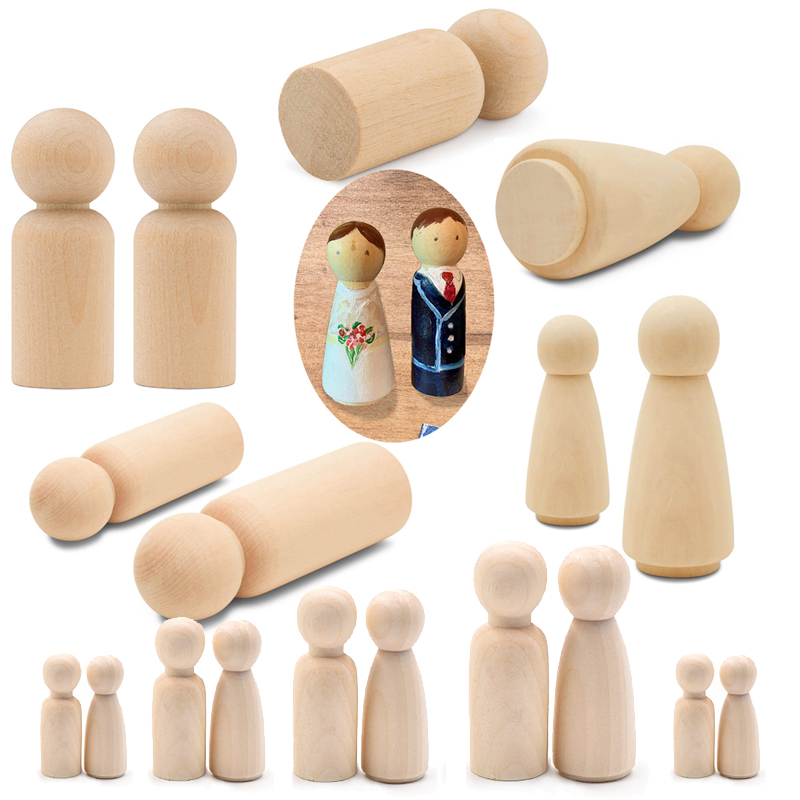 Art And Craft For Nursery - 5 Stuks Onvoltooide Houten Peg Poppen
