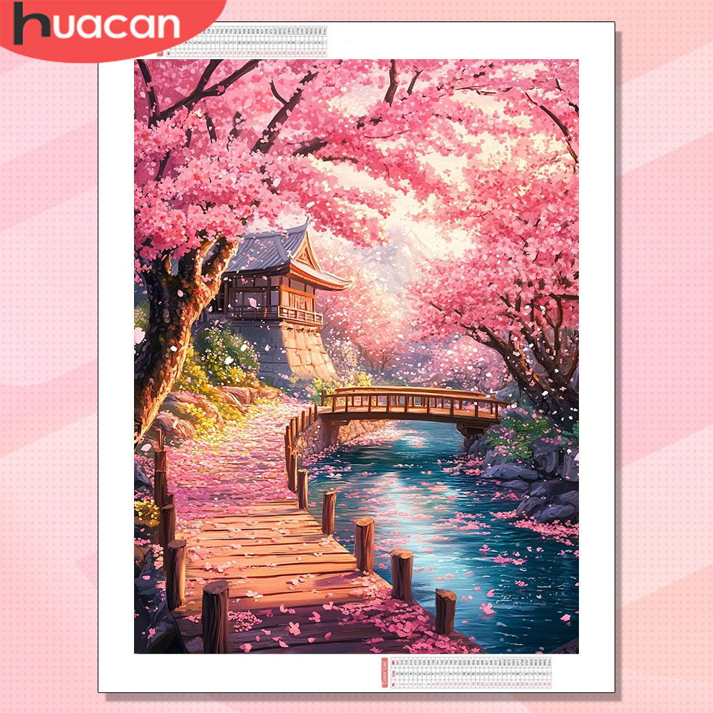 Wallpaper Art And Craft - HUACAN Diamond Art House Landschap Hobby