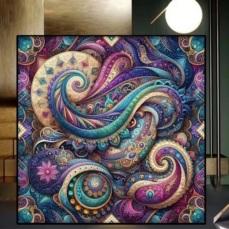 Wallpaper Art And Craft - 5D DIY Diamond Painting Kit Paisley