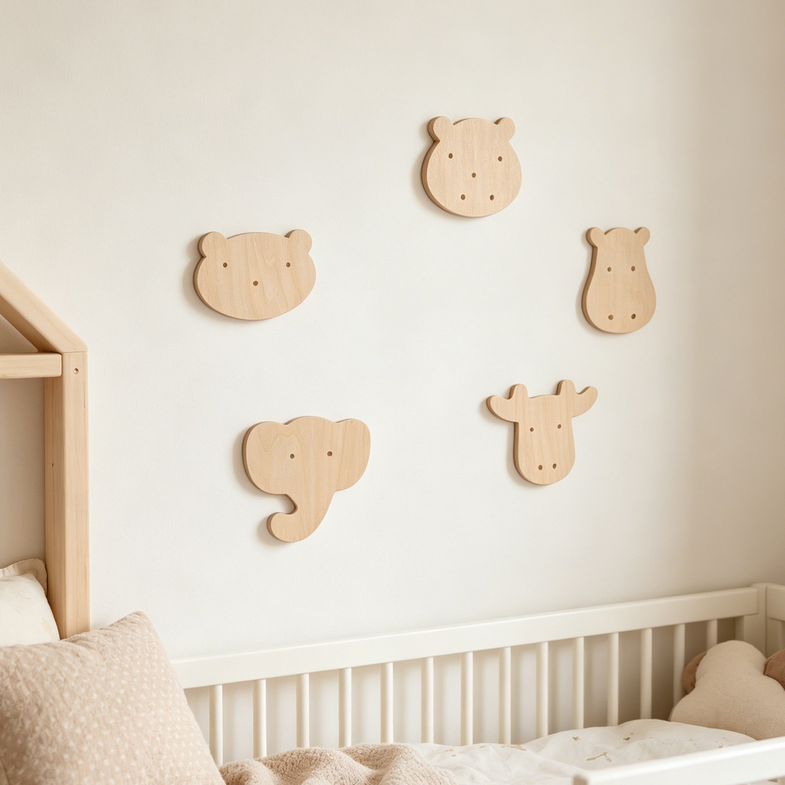 5 stuks dieren houten wandstic - Art And Craft For Nursery recensie en prijs