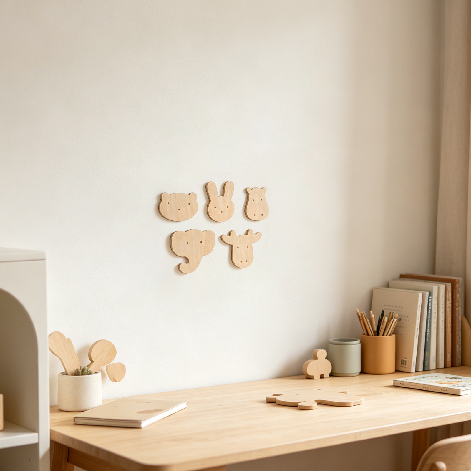 5 stuks dieren houten wandstic - Art And Craft For Nursery recensie en prijs