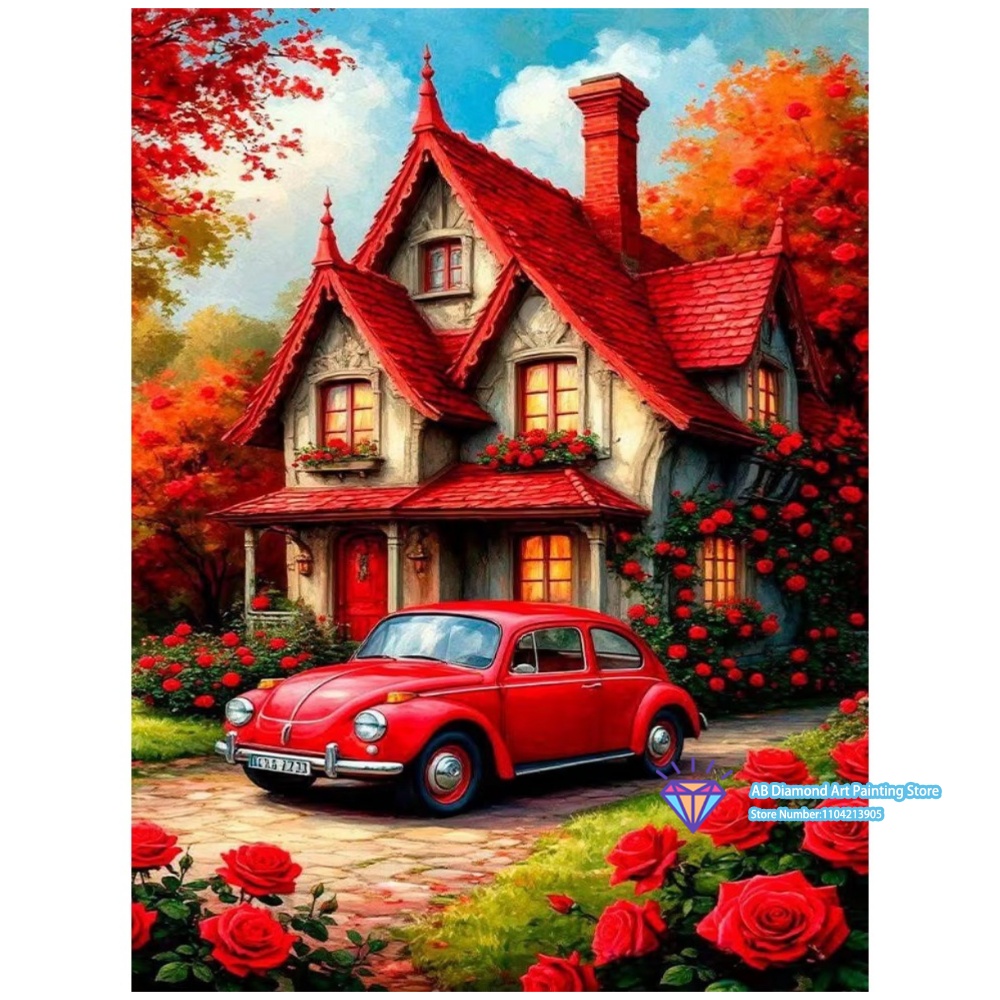 Rode Huis Auto Roos Herfst Kun - Art And Craft Autumn recensie en prijs
